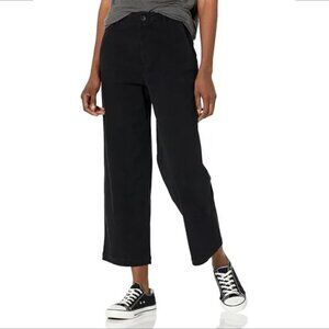 Monrow wide leg chino pants trousers black cropped patch pocket high rise Small
